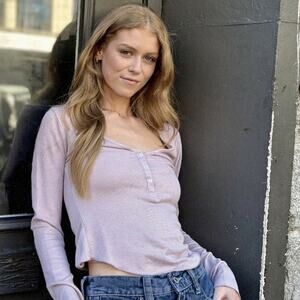 Intimately Free People Lavender Keep It Basic Layering Henley Top